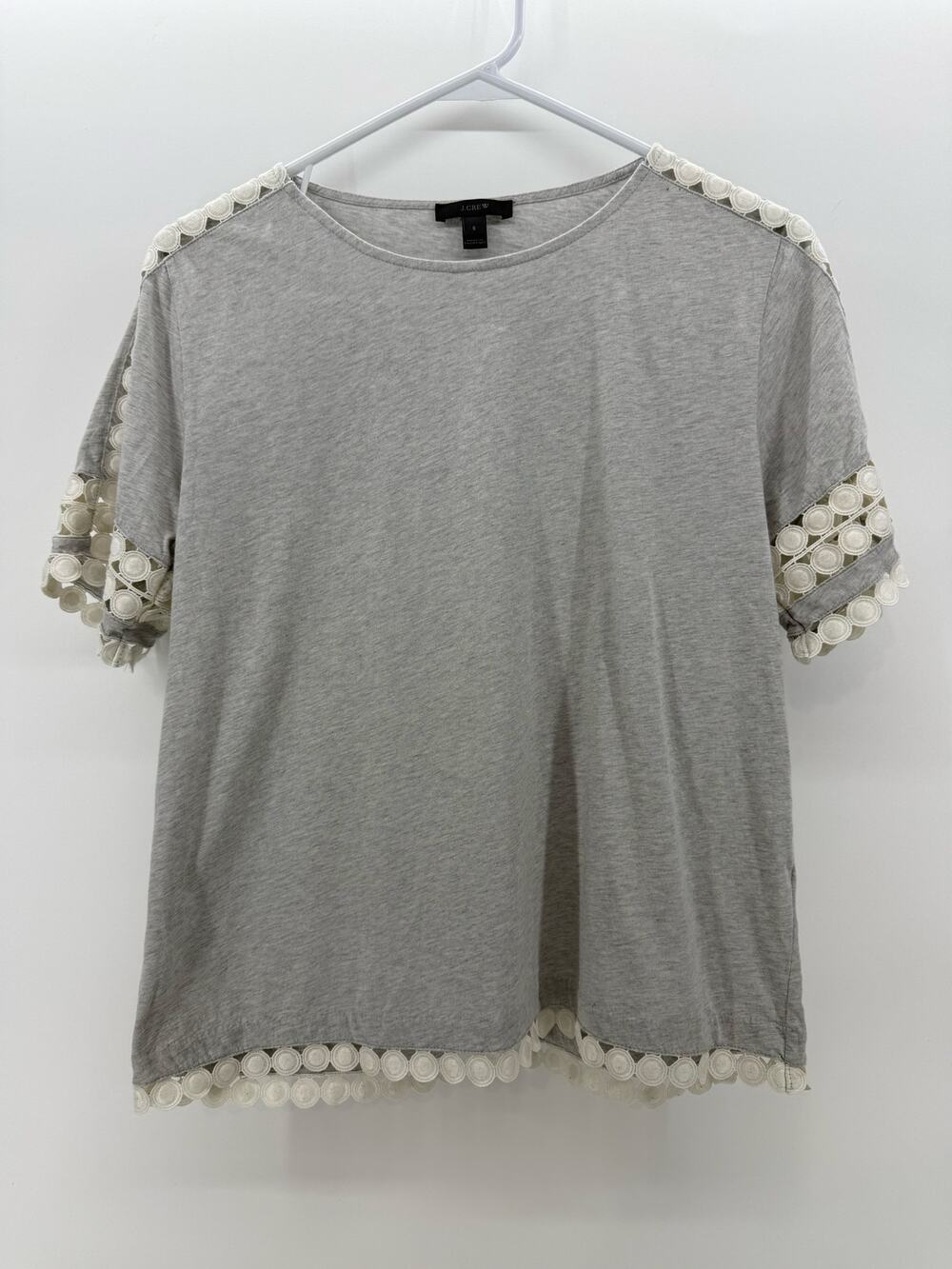 J. CREW Eyelet Sleeve Grey T-shirt size S